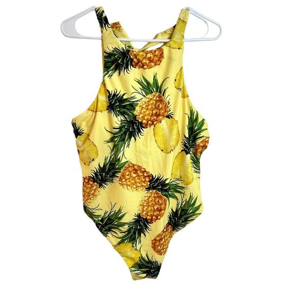 Anthropologie High-Neck Pineapple One Piece Swimsuit Womens Size 1X NWOT PLUS - Picture 2 of 8